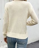 Perfee Openwork Round Neck Long Sleeve Sweater