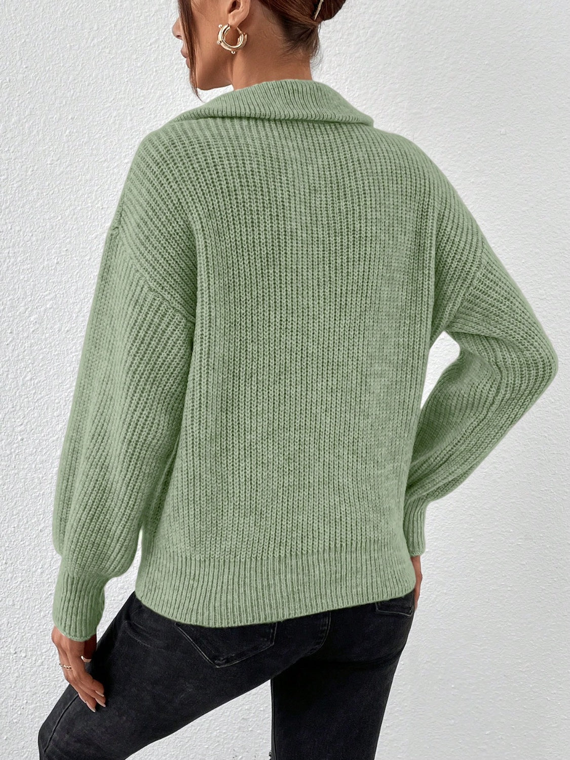Honey Half Zip Dropped Shoulder Sweater - Body By J'ne