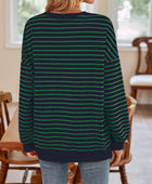 Lovelet Striped Round Neck Long Sleeve Sweatshirt