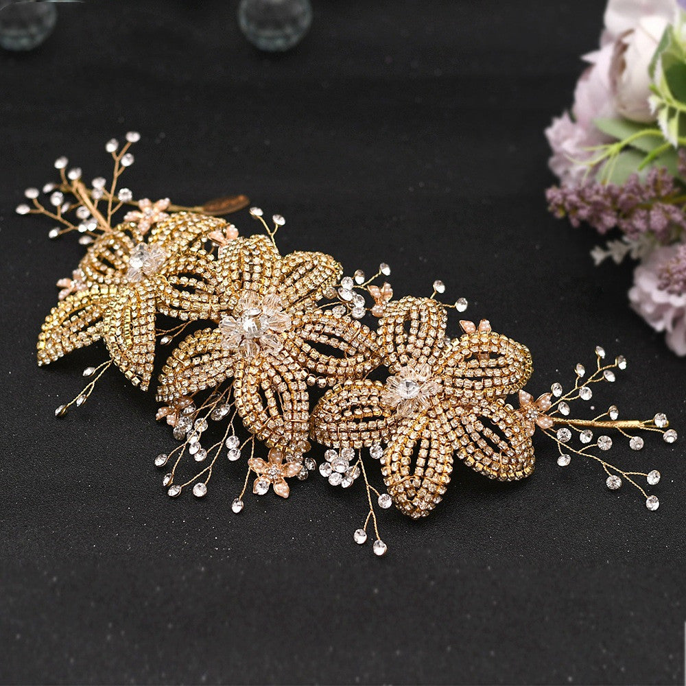 Flower Rhinestone Hair Accessories Bridal Wedding Hair Band - Body By J'ne