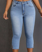 Side Slit Skinny Jeans with Pockets