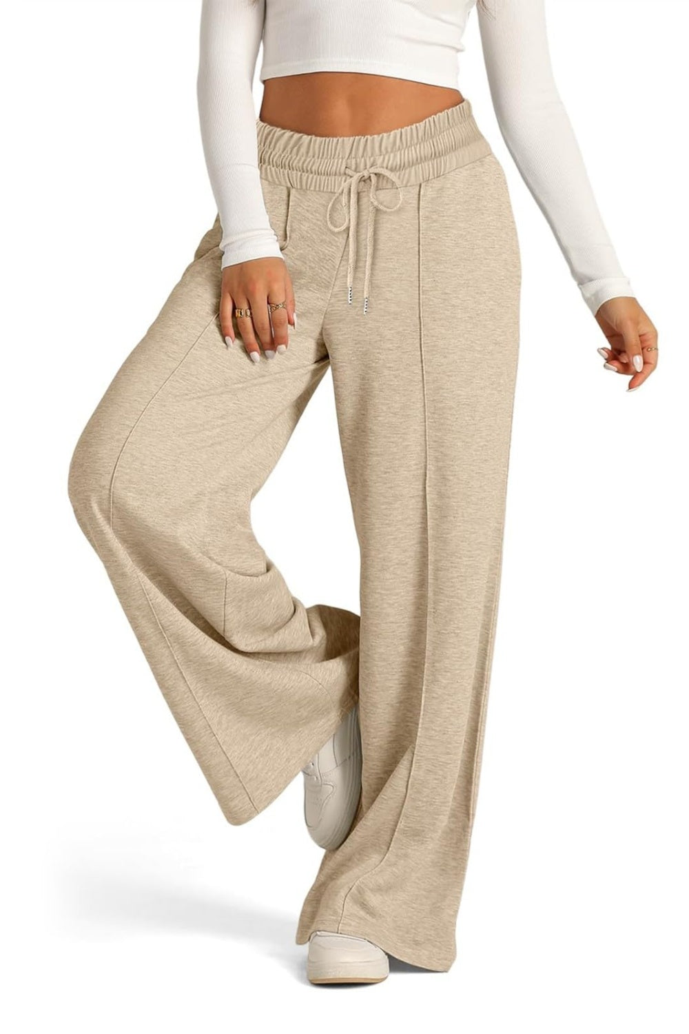 Drawstring Elastic Waist Wide Leg Pants - Body By J'ne