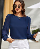 Round Neck Balloon Sleeve Blouse - Body By J'ne