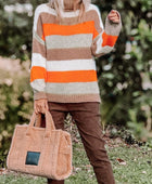 Color Block Drop Shoulder Turtleneck Sweater