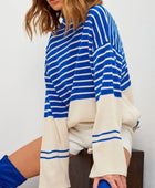 Striped Mock Neck Long Sleeve Sweater