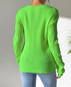 Openwork V-Neck Long Sleeve Sweater