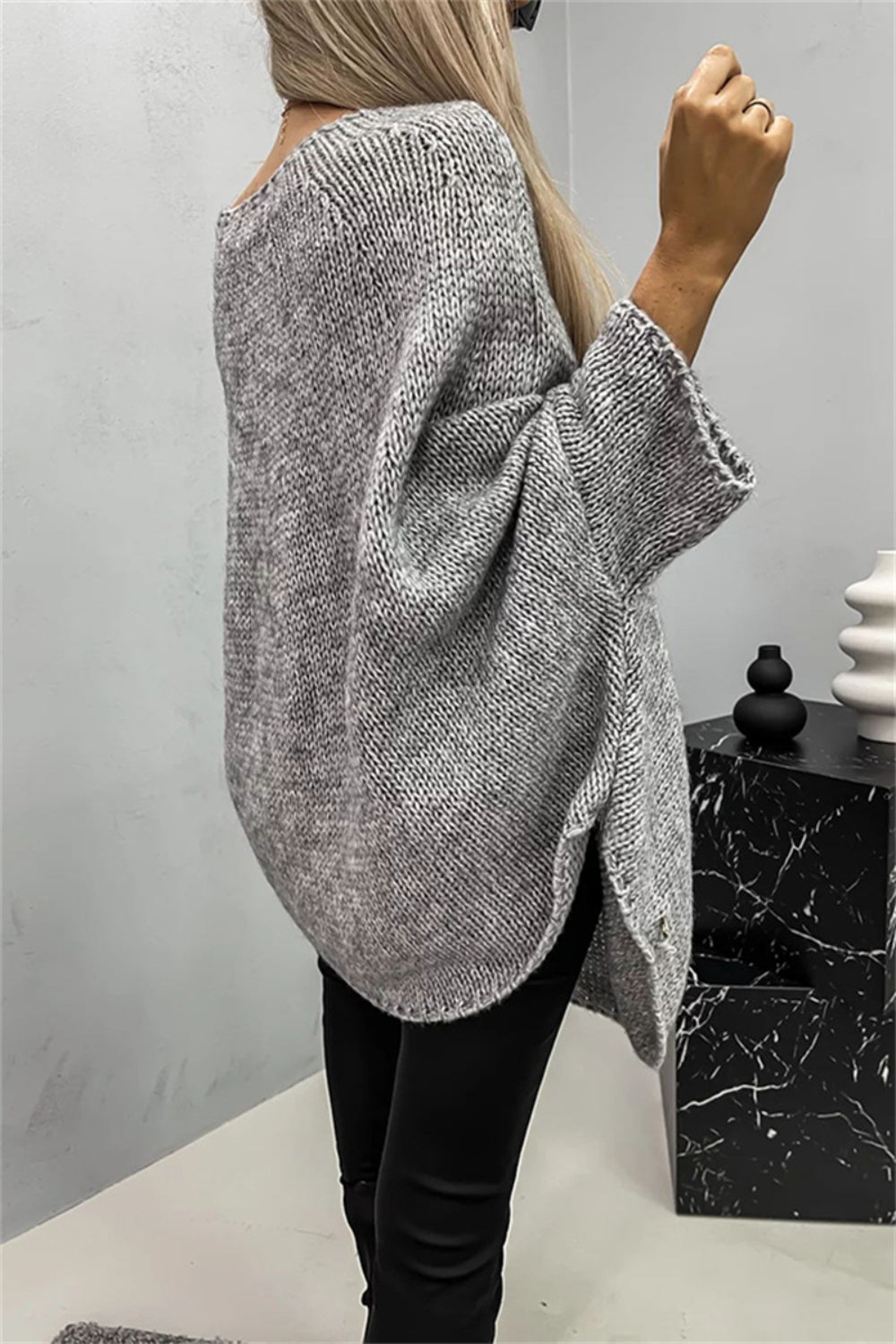 Round Neck Batwing Sleeve Sweater - Body By J'ne