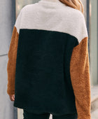 Color Block Quarter Zip Dropped Shoulder Sweatshirt - Body By J'ne