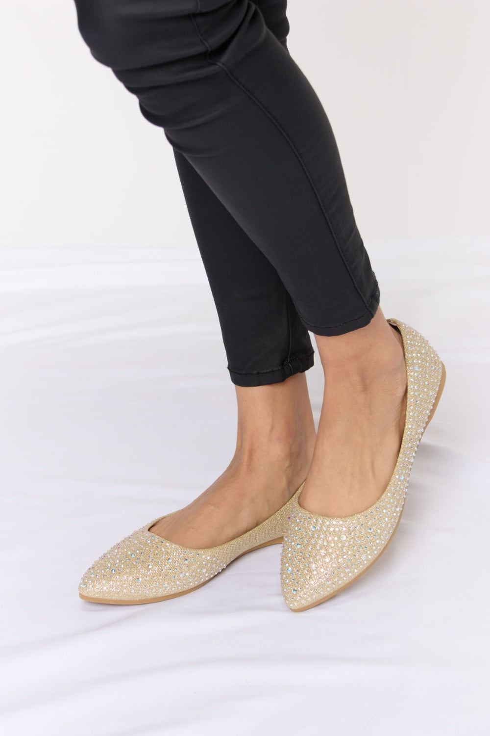 Rhinestone Point Toe Flat Slip-Ons - Body By J'ne