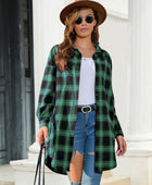 Plaid Button Up Dropped Shoulder Shirt