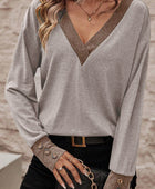 V-Neck Dropped Shoulder Blouse - Body By J'ne