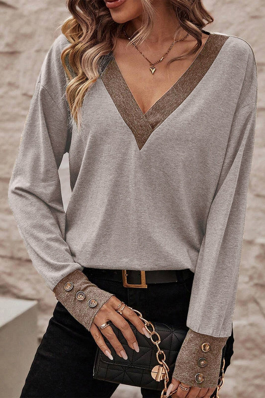 V-Neck Dropped Shoulder Blouse - Body By J'ne