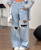 Distressed Wide Leg Jeans with Pockets