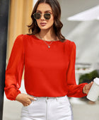 Round Neck Balloon Sleeve Blouse - Body By J'ne