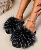 Fuzzy Open Toe Flat Sandals