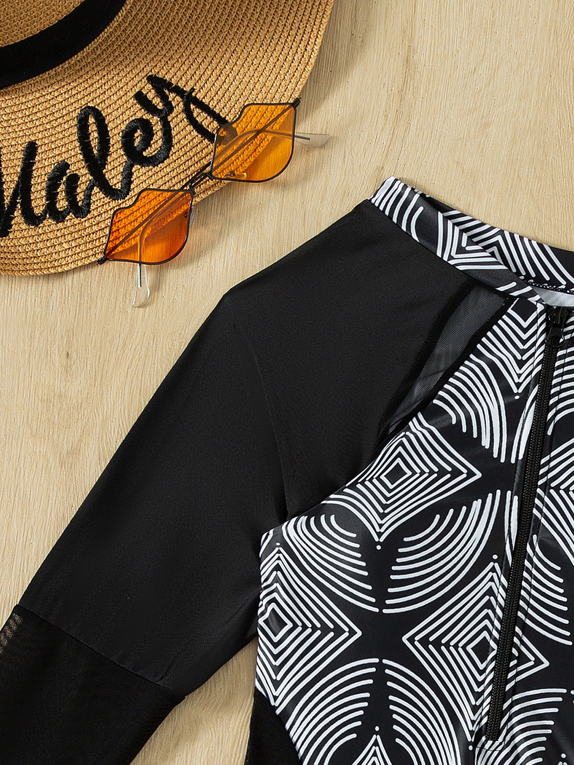 Half Zip Round Neck One-Piece Swimwear - Body By J'ne