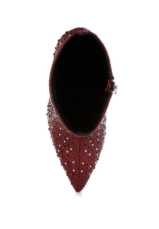 Lobelia Rhinestones Embellished Stiletto Boots - Body By J'ne