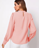 Ruched Mock Neck Long Sleeve Blouse