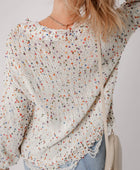 Confetti Round Neck Dropped Shoulder Sweater