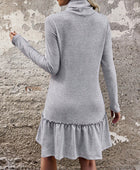 Frill Turtleneck Long Sleeve Dress