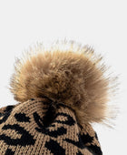 Leopard Pom-Pom Cuffed Beanie