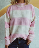 Contrast Round Neck Long Sleeve Sweater