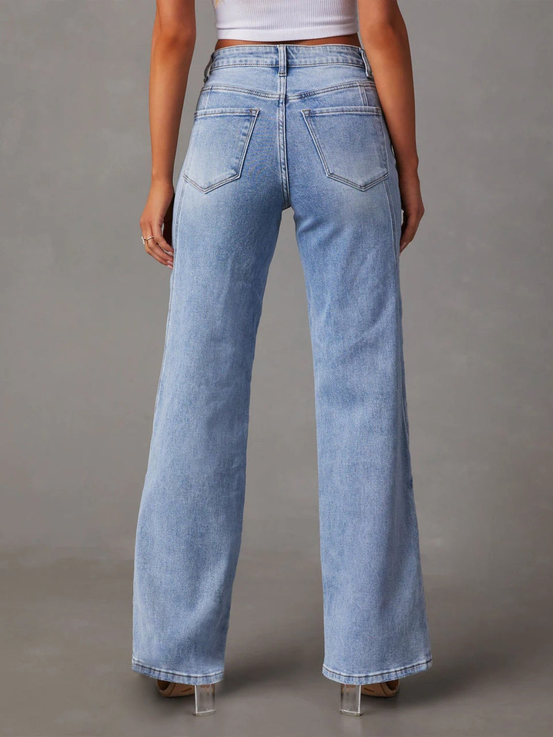 High Waist Straight Jeans with Pockets - Body By J'ne