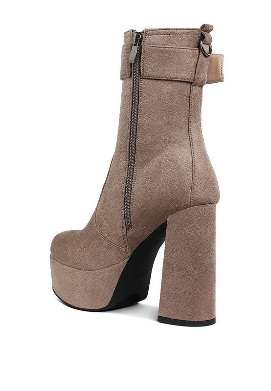 Wanderer Flared Block Heel Mid-Calf Boots - Body By J'ne