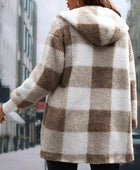 Plaid Long Sleeve Hooded Coat