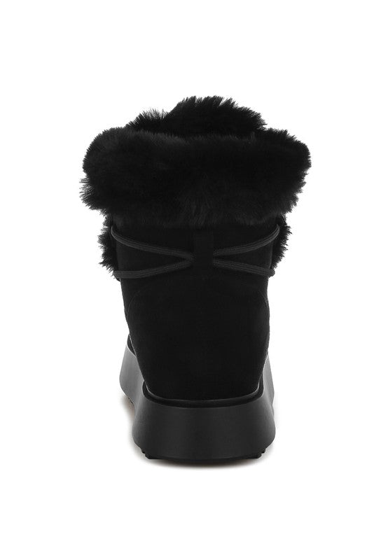 Bunting Faux Fur Collar Flatform Boots - Body By J'ne