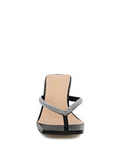 LITCHI CRYSTAL LINED THONG BLOCK HEELED SANDAL