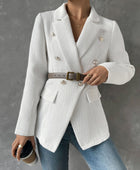 Lapel Collar Long Sleeve Blazer with Pockets