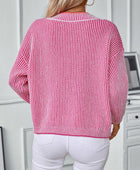 Striped V-Neck Long Sleeve Sweater