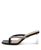 LITCHI CRYSTAL LINED THONG BLOCK HEELED SANDAL