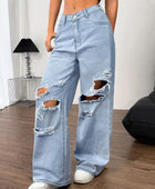 Distressed Wide Leg Jeans with Pockets