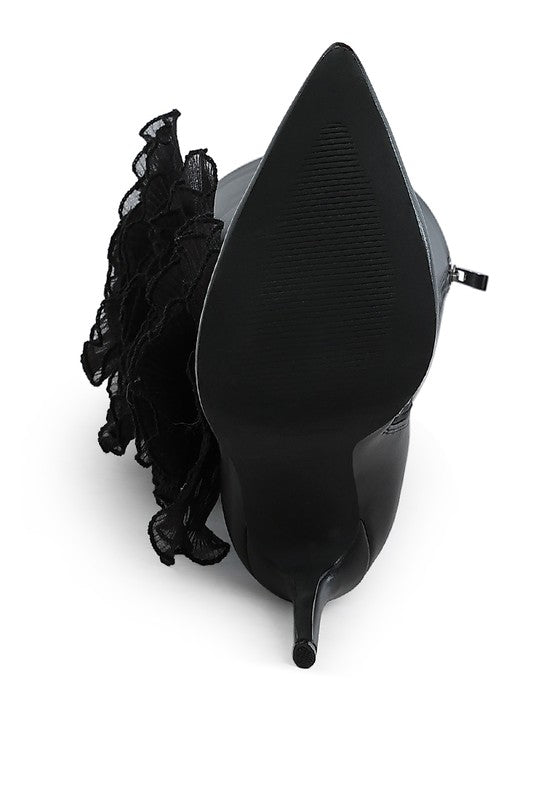 Chinkara Sheer Big Rose Detail Long Boots - Body By J'ne