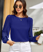 Round Neck Balloon Sleeve Blouse - Body By J'ne