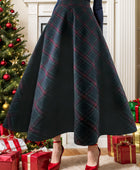 Plaid Elastic Waist Midi Skirt