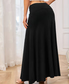 Solid Elastic Waist Maxi Skirt