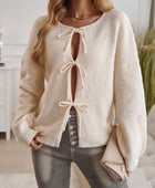 Devine Tied Round Neck Dropped Shoulder Cardigan