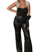 Bow Sequin Wide Leg Jumpsuit