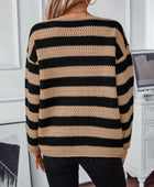 Striped Dropped Shoulder Long Sleeve Sweater