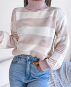 Striped Turtleneck Long Sleeve Sweater