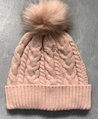 Cable-Knit Cuffed Hat with Pom-pom