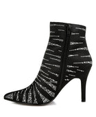 Toget Satin Rhinestone Ankle Party Boots