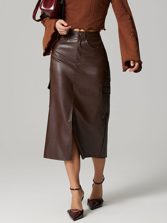 Slit Midi Skirt with Pockets - Body By J'ne