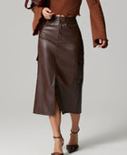 Slit Midi Skirt with Pockets