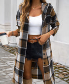 Devine Plaid Long Sleeve Hooded Coat