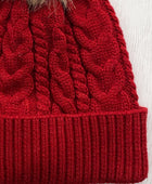 Cable-Knit Cuffed Hat with Pom-pom