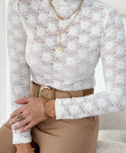 Mock Neck Long Sleeve Lace Top